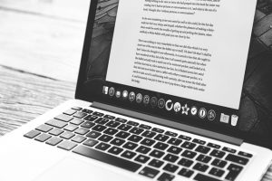 paragraphs on a laptop document